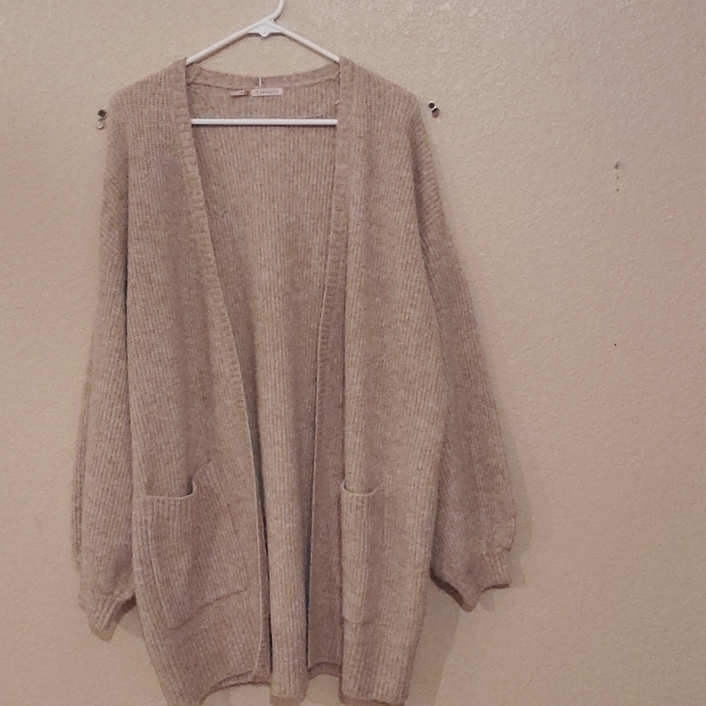 ESQUALO Beige Open-Front Cardigan NWT